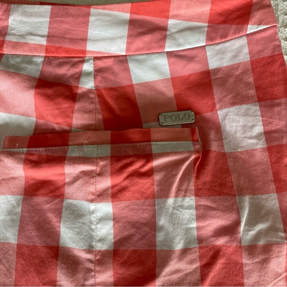 COPY - NEW Polo Ralph Lauren golf coral white gingham plaid skirt built in shor… - Picture 6 of 8